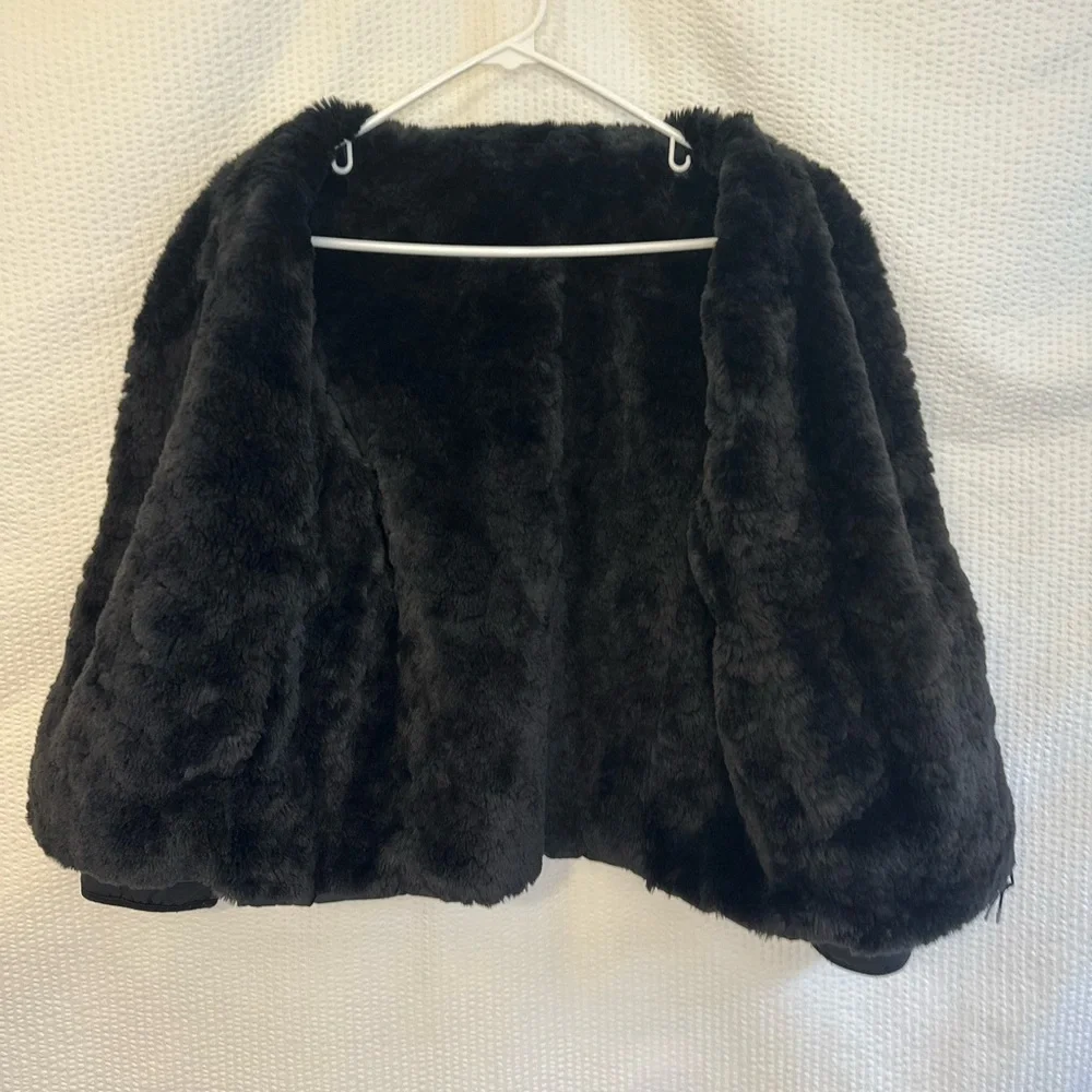 Athleta Girl Cool Days Black Jacket Faux Fur Size: 14
